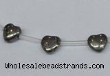 CPY391 Top drilled 8*8mm heart pyrite gemstone beads wholesale