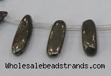 CPY396 Top drilled 5*15mm - 7*25mm sticks pyrite gemstone beads