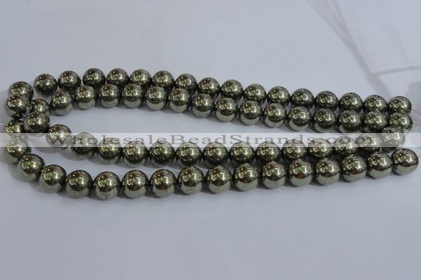 CPY405 15.5 inches 12mm round pyrite gemstone beads wholesale