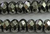 CPY430 15.5 inches 6*10mm faceted rondelle pyrite gemstone beads