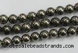 CPY47 16 inches 8mm round pyrite gemstone beads wholesale