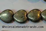 CPY53 16 inches 14*14mm heart pyrite gemstone beads wholesale