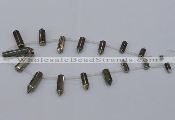 CPY556 Top drilled 6*14mm - 8*35mm sticks pyrite gemstone beads