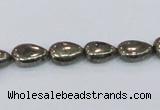 CPY576 15.5 inches 8*11mm flat teardrop pyrite gemstone beads