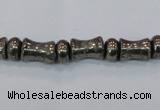 CPY590 15.5 inches 5*8mm - 8*11mm bone & rondelle pyrite beads