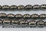 CPY597 15.5 inches 6*8mm rice pyrite gemstone beads wholesale