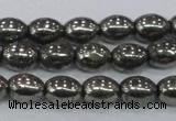 CPY598 15.5 inches 8*10mm rice pyrite gemstone beads wholesale