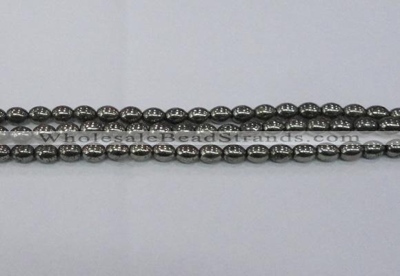 CPY598 15.5 inches 8*10mm rice pyrite gemstone beads wholesale