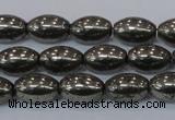 CPY599 15.5 inches 8*12mm rice pyrite gemstone beads wholesale