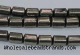 CPY608 15.5 inches 6*9mm tube pyrite gemstone beads