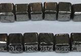 CPY613 15.5 inches 10*10mm cube pyrite gemstone beads