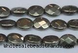 CPY631 15.5 inches 8*10mm faceted oval pyrite gemstone beads