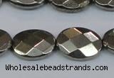 CPY633 15.5 inches 15*20mm faceted oval pyrite gemstone beads