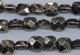 CPY635 15.5 inches 8*8mm faceted square pyrite gemstone beads