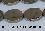 CPY645 15.5 inches 15*20mm oval pyrite gemstone beads wholesale