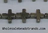 CPY663 15.5 inches 11*11mm cross pyrite gemstone beads wholesale