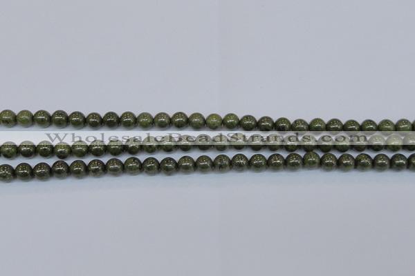 CPY751 15.5 inches 6mm round pyrite gemstone beads wholesale