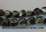 CPY79 15.5 inches 9-10mm faceted nuggets pyrite gemstone beads