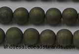 CPY814 15.5 inches 6mm round matte pyrite beads wholesale