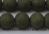 CPY818 15.5 inches 14mm round matte pyrite beads wholesale