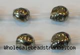 CPY85 15.5 inches 12mm carved skull pyrite gemstone beads wholesale