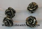 CPY93 15.5 inches 14mm carved rose pyrite gemstone beads wholesale