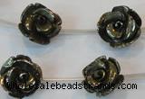 CPY94 15.5 inches 16mm carved rose pyrite gemstone beads wholesale