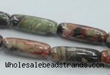 CRA08 15.5 inches 9*25mm cylinder natural rainforest agate beads