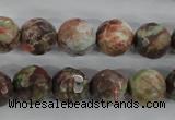 CRA104 15.5 inches 14mm faceted round rainforest agate gemstone beads