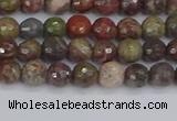 CRA160 15.5 inches 4mm faceted round rainforest agate beads