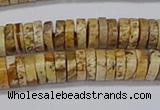 CRB1017 15.5 inches 2*6mm heishi picture jasper beads wholesale