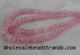 CRB1120 15.5 inches 5*8mm - 9*18mm faceted rondelle rose quartz beads