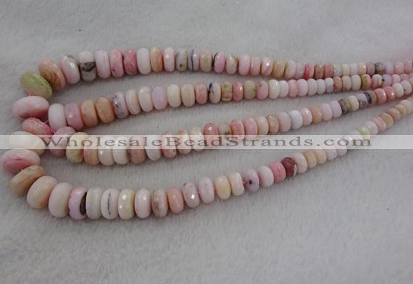 CRB1126 15.5 inches 5*8mm - 9*18mm faceted rondelle pink opal beads