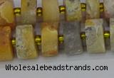 CRB1247 15.5 inches 6*12mm tyre matte crazy lace agate beads