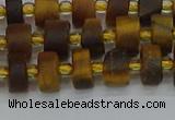 CRB1252 15.5 inches 5*8mm tyre matte yellow tiger eye beads