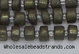 CRB1259 15.5 inches 5*8mm tyre matte pyrite gemstone beads