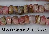 CRB1282 15.5 inches 4*6mm faceted rondelle rhodochrosite beads