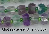 CRB1288 15.5 inches 6*10mm faceted rondelle fluorite beads