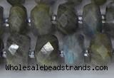 CRB1297 15.5 inches 6*12mm faceted rondelle labradorite beads