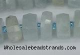 CRB1312 15.5 inches 6*12mm faceted rondelle aquamarine beads