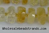 CRB1322 15.5 inches 6*12mm faceted rondelle citrine beads