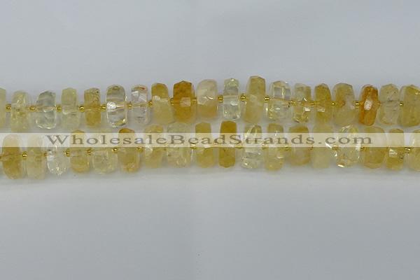 CRB1325 15.5 inches 8*18mm faceted rondelle citrine beads