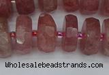 CRB1344 15.5 inches 8*16mm faceted rondelle strawberry quartz beads