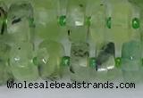 CRB1352 15.5 inches 6*12mm faceted rondelle green rutilated quartz beads