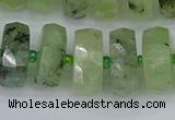 CRB1354 15.5 inches 8*16mm faceted rondelle green rutilated quartz beads