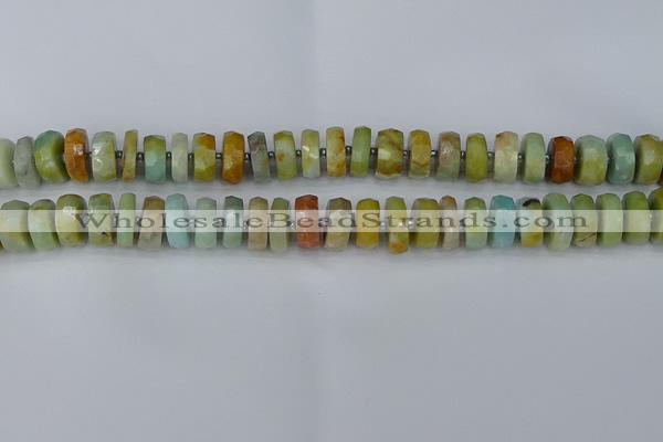 CRB1361 15.5 inches 6*10mm faceted rondelle Chinese amazonite beads