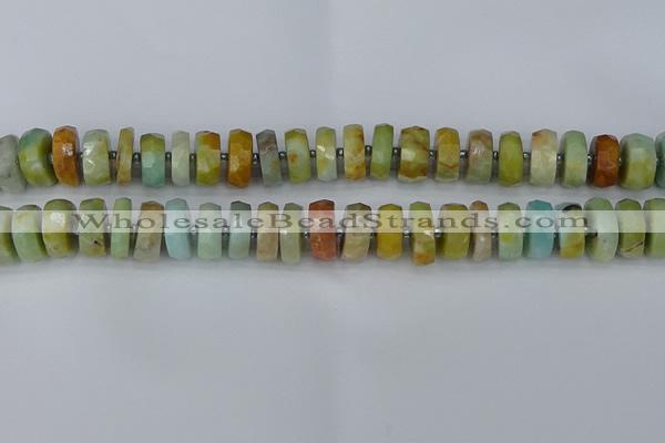 CRB1362 15.5 inches 6*12mm faceted rondelle Chinese amazonite beads