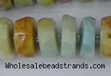 CRB1364 15.5 inches 8*16mm faceted rondelle Chinese amazonite beads