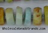 CRB1365 15.5 inches 8*18mm faceted rondelle Chinese amazonite beads