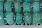 CRB1372 15.5 inches 6*12mm faceted rondelle amazonite beads